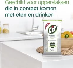 Cif Disinfect & Shine Wipes Doden 99,99% Van De Bacteriën Original Desinfecterende Schoonmaakdoekjes, Van 100% Biologisch Afbreekbaar Textiel 5 X 75 Doekjes -Schoonmaakmiddelen 1200x1118 3