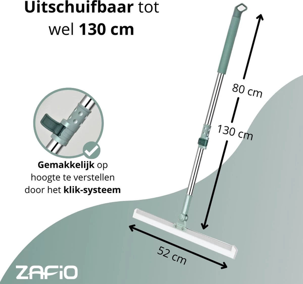 Zafio Vloertrekker Met Steel Vloerwisser Watertrekker Badkamer Douche - 80 / 130 Cm - Uitschuifbaar 6 Zafio Vloertrekker Met Steel Vloerwisser Watertrekker Badkamer Douche - 80 / 130 Cm - Uitschuifbaar - Afbeelding 4