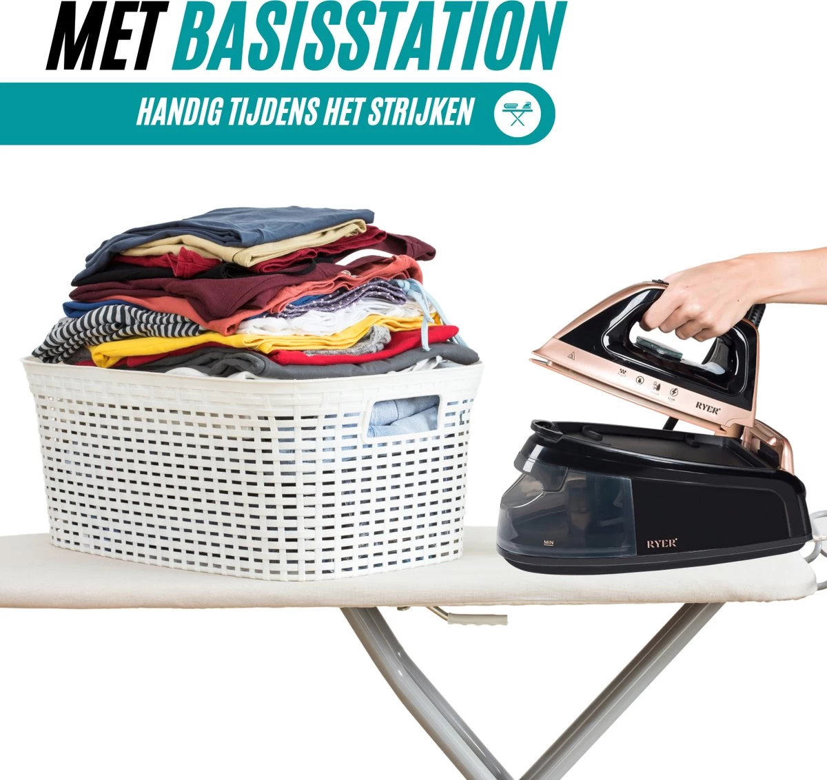 RYER Stoomstrijkijzer Met Stoomgenerator - Iron - Keramische Zoolplaat 12 RYER Stoomstrijkijzer Met Stoomgenerator - Iron - Keramische Zoolplaat - Afbeelding 10