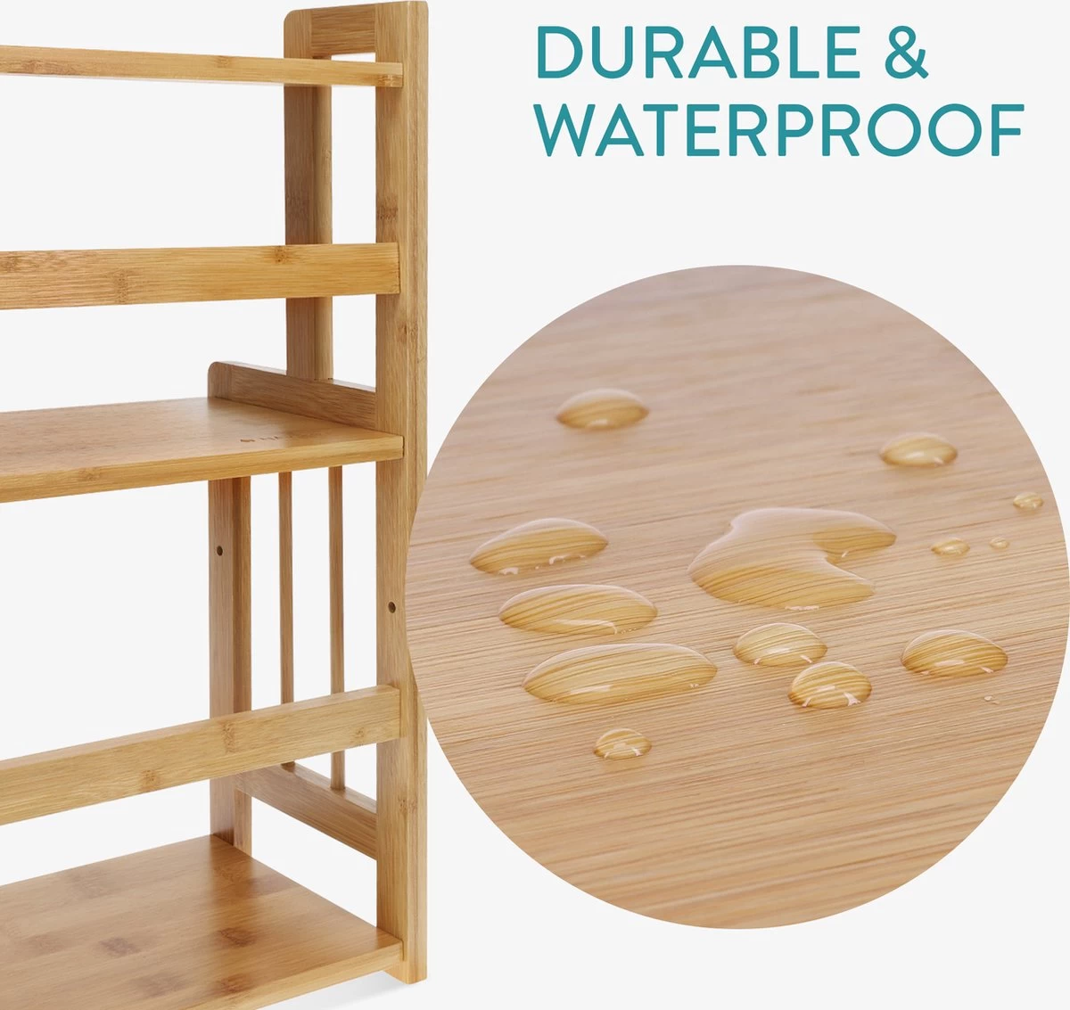 Navaris Keukenrek Met 3 Planken - Verstelbaar Kruidenrek Van Bamboe - Staand - Stevige Constructie - Natuurlijk Bamboehout - Waterafstotend 13 Navaris Keukenrek Met 3 Planken - Verstelbaar Kruidenrek Van Bamboe - Staand - Stevige Constructie - Natuurlijk Bamboehout - Waterafstotend - Afbeelding 11