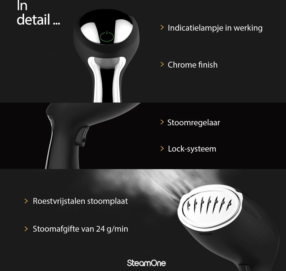 SteamOne S-Travel Kledingstomer - Zwart 6 SteamOne S-Travel Kledingstomer - Zwart - Afbeelding 4