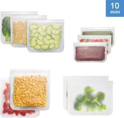 Siliconen Vershoudzakken | Diepvrieszakken | Set Van 10 | Duurzaam | Herbruikbaar Boterhamzakje | Mealprep -Schoonmaakmiddelen 1200x1136 4