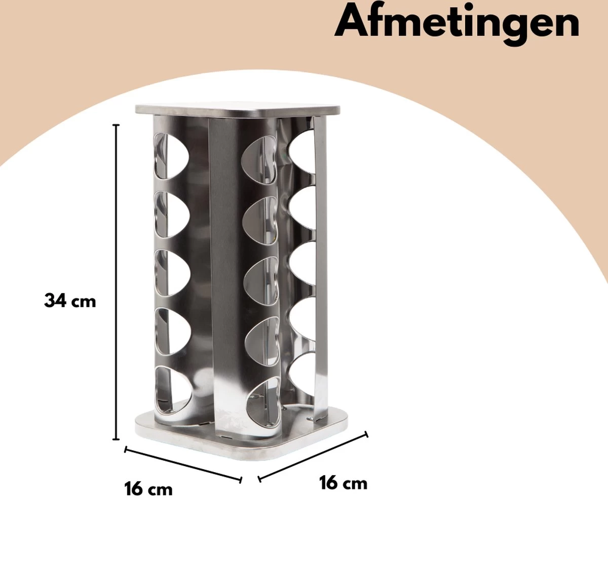 Pazzo Goods - Kruidenrek Staand - Kruidenrek Met Potjes - Zilver - RVS - Kruidenrek Draaibaar - 20 Kruidenpotjes - Inclusief Stickers & Stift - Kruiden Carrousel 12 Pazzo Goods - Kruidenrek Staand - Kruidenrek Met Potjes - Zilver - RVS - Kruidenrek Draaibaar - 20 Kruidenpotjes - Inclusief Stickers & Stift - Kruiden Carrousel - Afbeelding 10