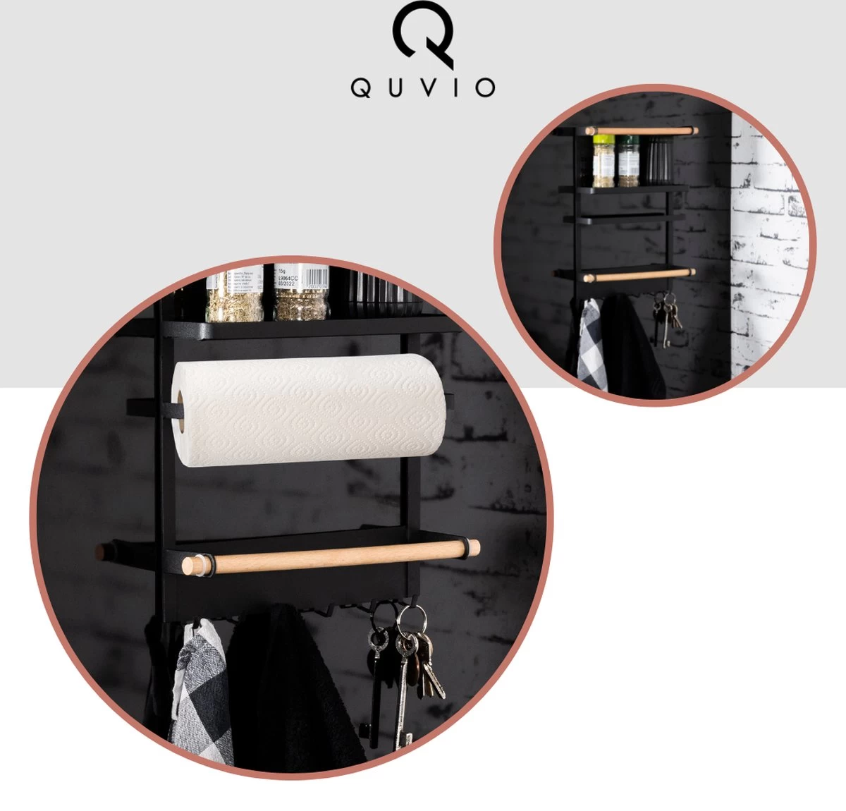QUVIO Keukenrekje Van Metaal Magnetisch - Kruidenrek - Keuken Opbergrek Voor Kruiden, Handdoeken En Opscheplepels - Zwart 5 QUVIO Keukenrekje Van Metaal Magnetisch - Kruidenrek - Keuken Opbergrek Voor Kruiden, Handdoeken En Opscheplepels - Zwart - Afbeelding 3