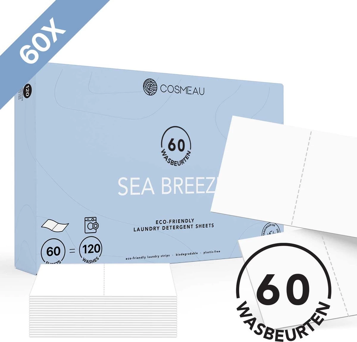 Cosmeau Wasstrips 60 Wasbeurten Zeebries Wasmiddel Wasvellen Wasdoekjes Detergent Sheets Eco Laundry Strips - Plasticvrij Biologisch Eco 3 Cosmeau Wasstrips 60 Wasbeurten Zeebries Wasmiddel Wasvellen Wasdoekjes Detergent Sheets Eco Laundry Strips - Plasticvrij Biologisch Eco