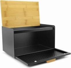 Luxe Broodtrommel Zwart Met Bamboe - Brood Bewaardoos - 36x21x21CM - Rechthoekig -Schoonmaakmiddelen 1200x1152 9