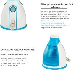 Thuys Handstomer - Stoomapparaat Kleding - Warmt Snel Op - Kledingstomer Voor Kleding, Gordijnen En Vloeren - 2 Gratis Opzetstukken - Blauw - 280 Ml - 1500W -Schoonmaakmiddelen 1200x1155 5