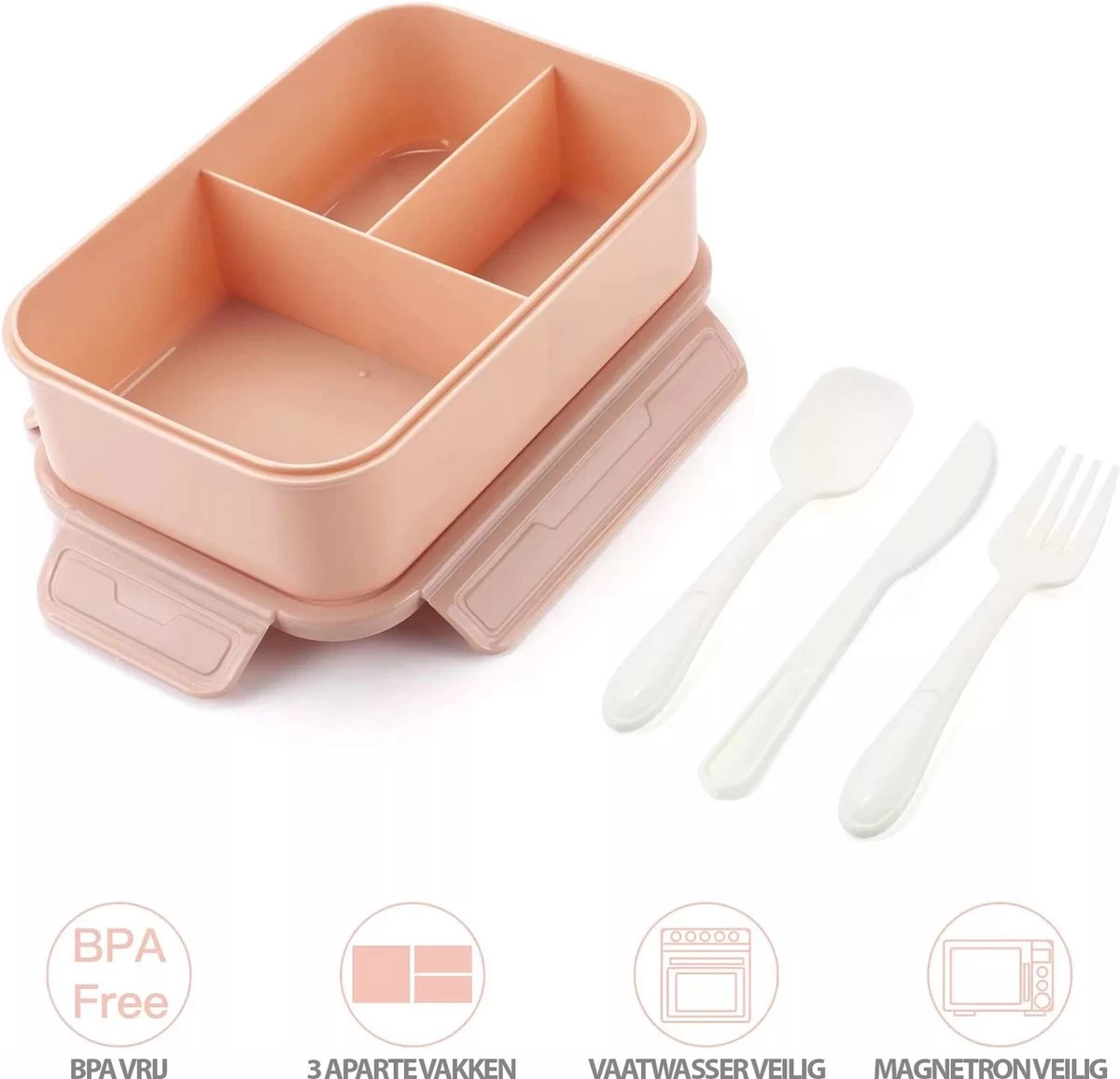 Consumerce® Premium Lunchbox Met 3 Vakken En Bestek Roze – Lunchbox Volwassenen – Japanse Bento Box – Lunchbox Kinderen – Lunchbox Volwassenen Compartimenten – Brooddoos Volwassenen – Broodtrommel – Lunchtrommel – Salade Lunchbox – Saladebox 5 Consumerce® Premium Lunchbox Met 3 Vakken En Bestek Roze – Lunchbox Volwassenen – Japanse Bento Box – Lunchbox Kinderen – Lunchbox Volwassenen Compartimenten – Brooddoos Volwassenen – Broodtrommel – Lunchtrommel – Salade Lunchbox – Saladebox - Afbeelding 3