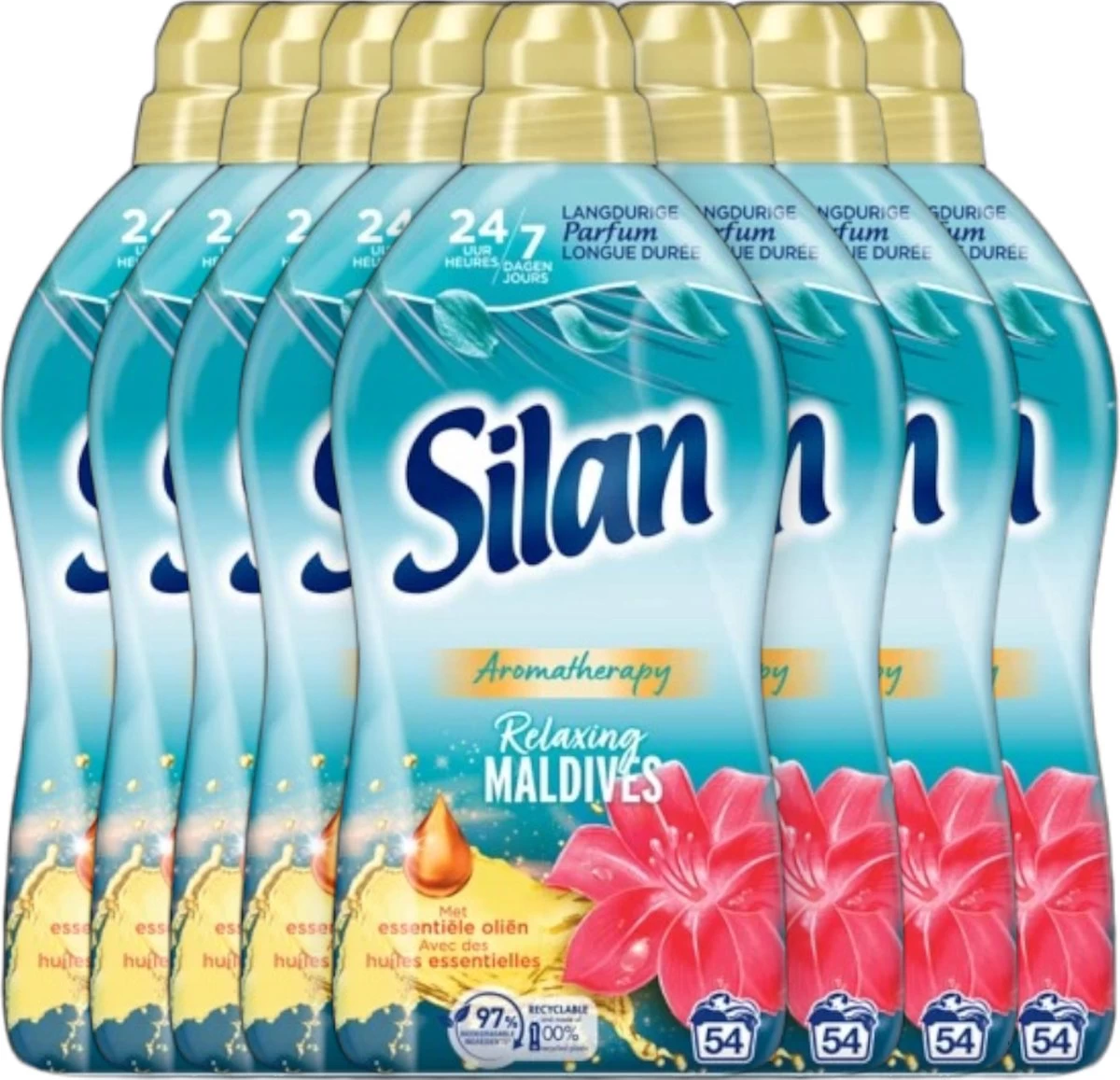 Silan Aroma Therapy Relaxing Maldives Wasverzachter - 8 X 54 Wasbeurten - Voordeelverpakking 3 Silan Aroma Therapy Relaxing Maldives Wasverzachter - 8 X 54 Wasbeurten - Voordeelverpakking