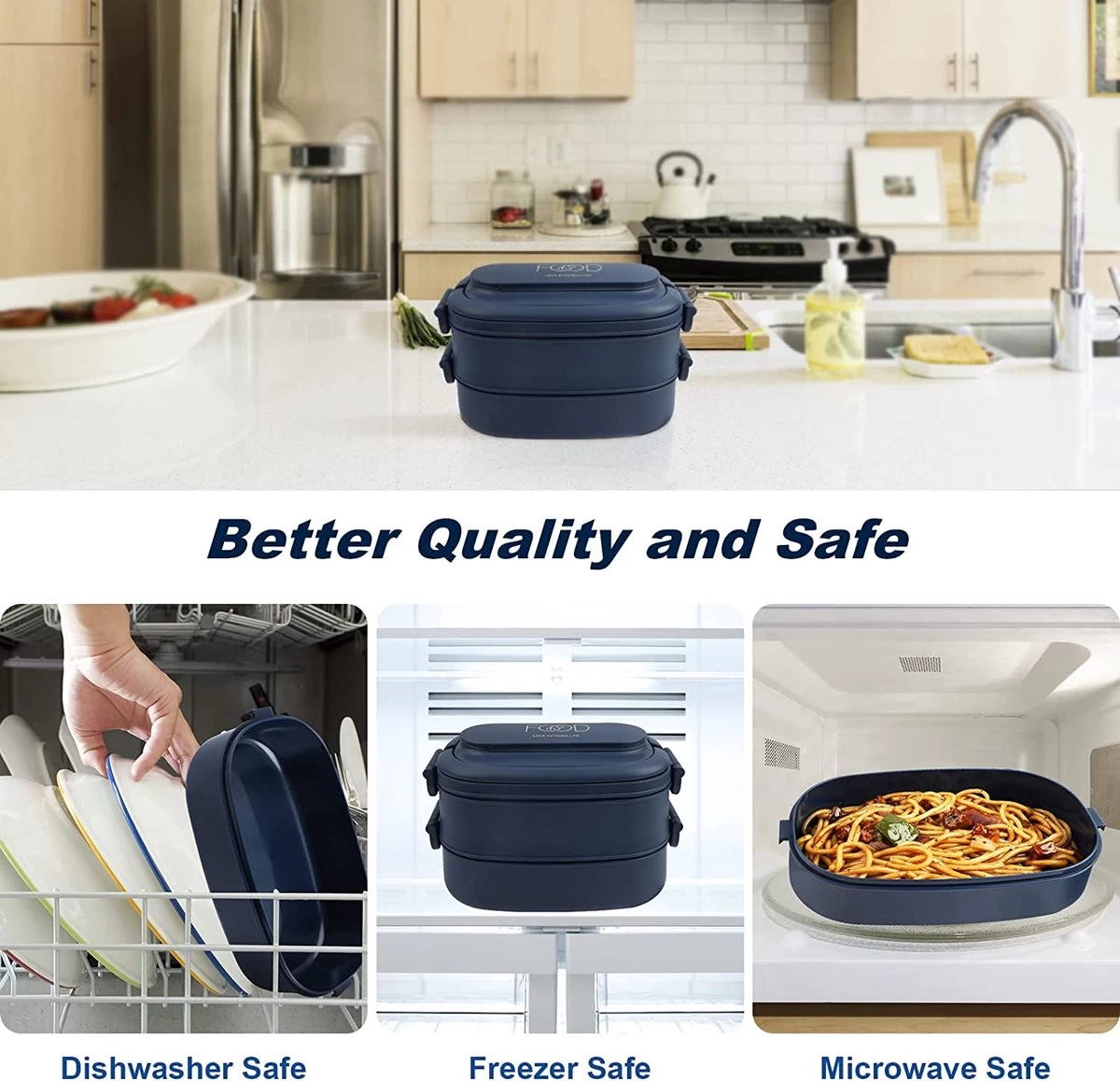 OITUGG Lunchbox Volwassenen: 2-laags Bento Box 1550 Ml Voor Mannen Vrouw - 3-vaks Lunchbox Met Bestek - BPA-vrije Plastic Lunchbox Geschikt Voor Kantoorschool - Magnetronbestendig Vaatwasmachinebestendig (blauw) 4 OITUGG Lunchbox Volwassenen: 2-laags Bento Box 1550 Ml Voor Mannen Vrouw - 3-vaks Lunchbox Met Bestek - BPA-vrije Plastic Lunchbox Geschikt Voor Kantoorschool - Magnetronbestendig Vaatwasmachinebestendig (blauw) - Afbeelding 2