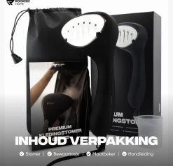 Kledingstomer - Handstomer - Stoomreiniger - Stomer - Luxe Uitvoering - Krachtig En Stijlvol - Inclusief Maatbeker - Snel Opgewarmd (25 Sec) - Geschenkverpakking- 1500W - Merk: Rockerz Home - Kleur: Zwart -Schoonmaakmiddelen 1200x1158 21