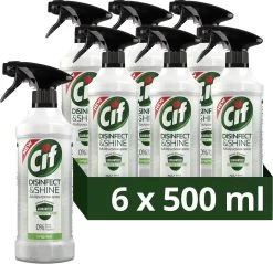 Schoonmaakmiddelen 53 Cif Disinfect & Shine Original Desinfectie Spray - 6 X 500 Ml - Voordeelverpakking