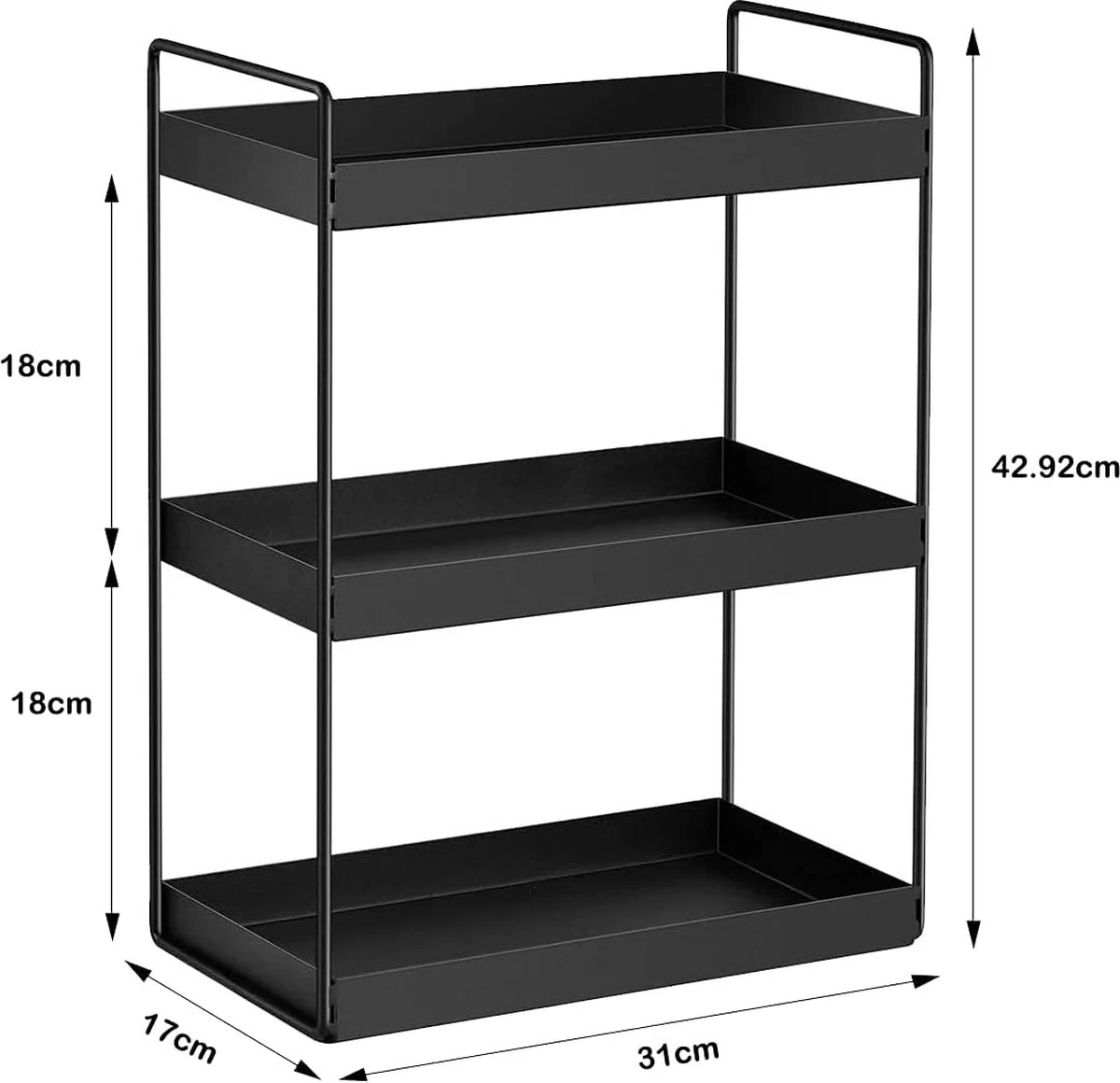 Merkloos 3 Tier Staande Planken Keuken Onder Kast Plank Douche Plank Badkamer Werkblad Organizer Ijdelheid Lade Cosmetica & Make-up Opslag Kruidenrek Zwart 3 Merkloos 3 Tier Staande Planken Keuken Onder Kast Plank Douche Plank Badkamer Werkblad Organizer Ijdelheid Lade Cosmetica & Make-up Opslag Kruidenrek Zwart - Afbeelding 2