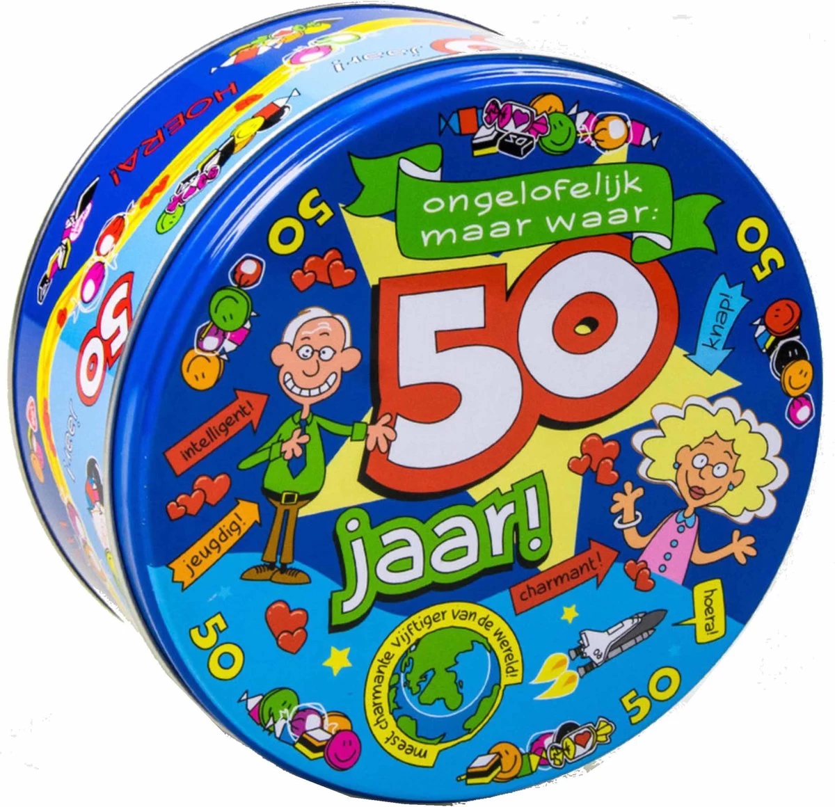 Merkloos 50 Jaar Snoeptrommel/voorraadtrommel 14 X 7,5 Cm - 50e Verjaardag - Abraham/Sarah Cadeau / Versiering 4 Merkloos 50 Jaar Snoeptrommel/voorraadtrommel 14 X 7,5 Cm - 50e Verjaardag - Abraham/Sarah Cadeau / Versiering - Afbeelding 2