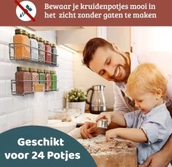 Mmoods Kruidenrek Ophangbaar Zonder Boren - 4 Laags Voor 24 Kruidenpotjes - Speciaal Voor Muur, Wandkast, Kastdeur - Hangende Kruidenorganizer Keuken - Keukenaccessoires 11 Mmoods Kruidenrek Ophangbaar Zonder Boren - 4 Laags Voor 24 Kruidenpotjes - Speciaal Voor Muur, Wandkast, Kastdeur - Hangende Kruidenorganizer Keuken - Keukenaccessoires -Schoonmaakmiddelen 1200x1163