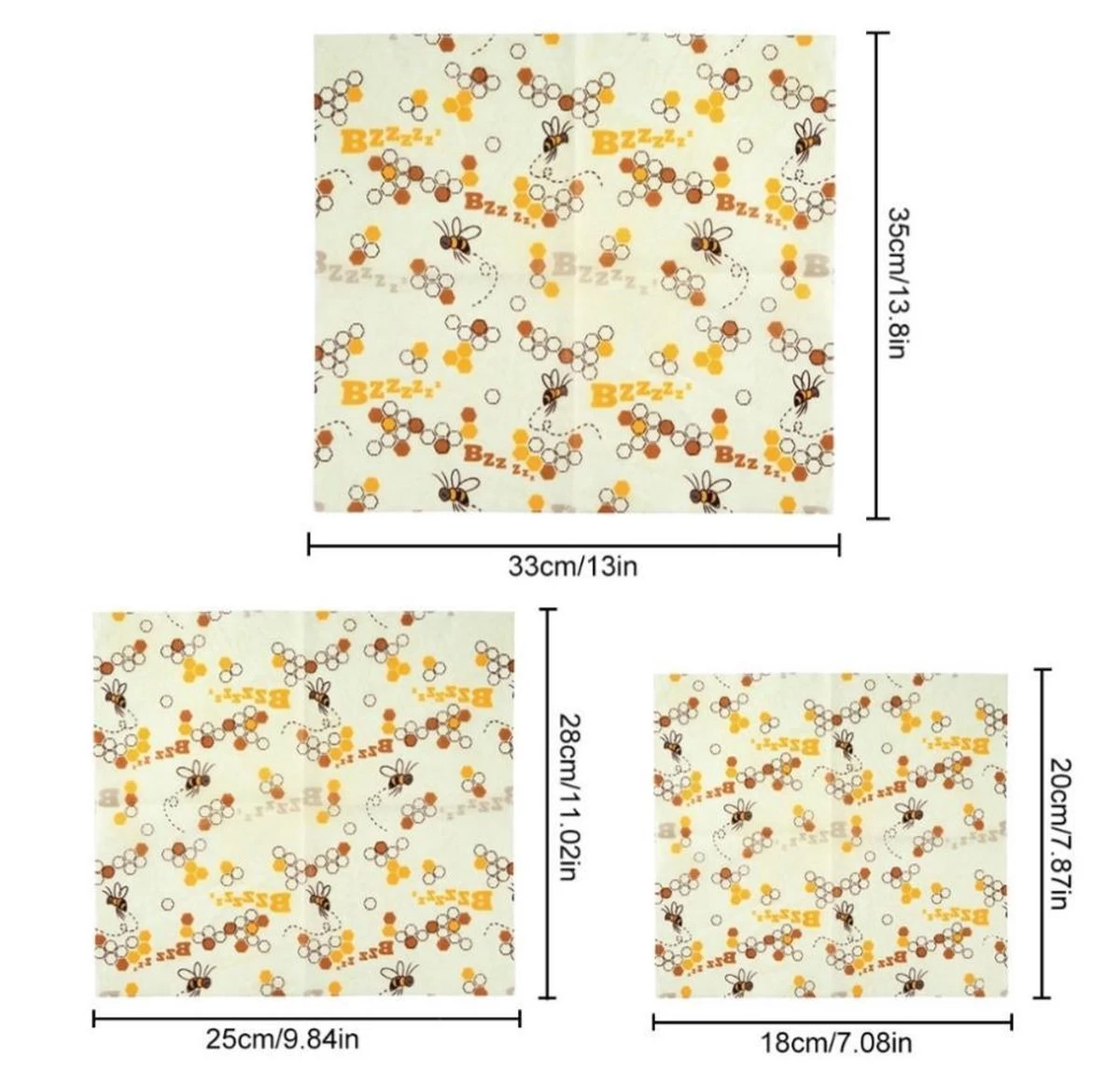 Bijenwas Doek - 3-pack - Bees Wrap - Bijen En Honingraat Print 7 Bijenwas Doek - 3-pack - Bees Wrap - Bijen En Honingraat Print - Afbeelding 5