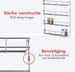 KitchenBrothers Ophangbaar Kruidenrek Voor 32 Kruidenpotjes - Spice Rack – Keuken Rek - Kruiden Organizer - Specerijen Opbergen - 4 Laags - 40 X 6.3 X 50 Cm - RVS 13 KitchenBrothers Ophangbaar Kruidenrek Voor 32 Kruidenpotjes - Spice Rack – Keuken Rek - Kruiden Organizer - Specerijen Opbergen - 4 Laags - 40 X 6.3 X 50 Cm - RVS -Schoonmaakmiddelen 1200x1166 3