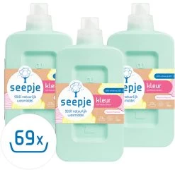 Seepje Wasmiddel - Magische Magnolia - Wasmiddel Kleur - Kwartaalpakket – 3 X 23 Wasbeurten - 3 X 1L