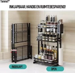 TammaT - Kruidenrek - Kruidenrek Staand - Inklapbare Keukenrek - 3-laags 35x21x56,5CM - Keuken Organizer - Aanrecht Organizer - Keuken Opslag - Roestvrij Staal - Opbergrek - Keuken Organizers - Roestvrij En Krasvrij 23 TammaT - Kruidenrek - Kruidenrek Staand - Inklapbare Keukenrek - 3-laags 35x21x56,5CM - Keuken Organizer - Aanrecht Organizer - Keuken Opslag - Roestvrij Staal - Opbergrek - Keuken Organizers - Roestvrij En Krasvrij -Schoonmaakmiddelen 1200x1169 9