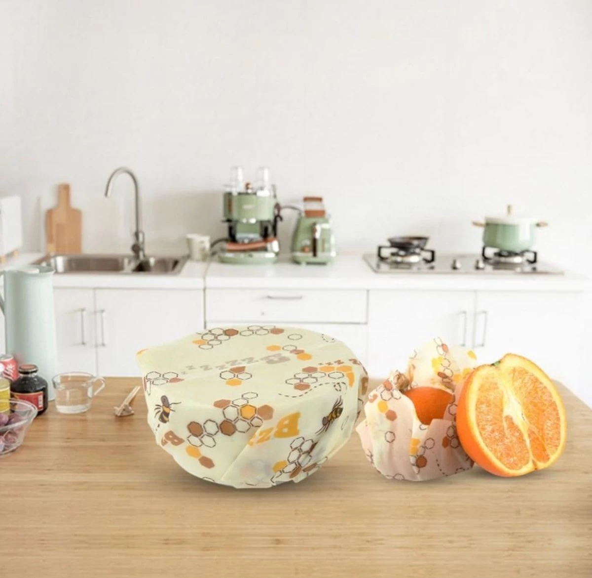 Bijenwas Doek - 3-pack - Bees Wrap - Bijen En Honingraat Print 5 Bijenwas Doek - 3-pack - Bees Wrap - Bijen En Honingraat Print - Afbeelding 3