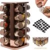 Pazzo Goods - Kruidenrek Staand - Kruidenrek Met Potjes - Rose Goud - RVS - Kruidenrek Draaibaar - 20 Kruidenpotjes - Inclusief Stickers & Stift - Kruiden Carrousel