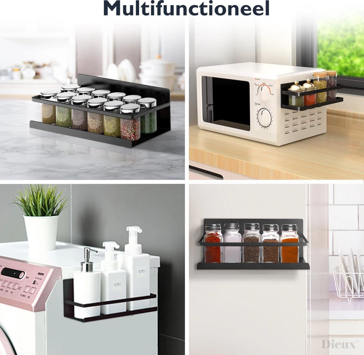 Dieux® - Magnetisch Kruidenrek - Ophangbaar Opbergrek - Keukenrek - Complete Set - Aanrecht Organiser - Badkamerrek - Wandrek - Staal - Zwart - Pasen 8 Dieux® - Magnetisch Kruidenrek - Ophangbaar Opbergrek - Keukenrek - Complete Set - Aanrecht Organiser - Badkamerrek - Wandrek - Staal - Zwart - Pasen - Afbeelding 6