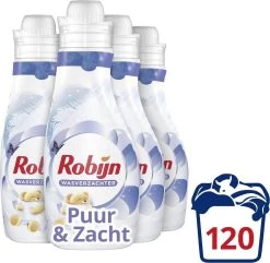 Robijn Puur & Zacht Wasverzachter - 4 X 30 Wasbeurten - Voordeelverpakking -Schoonmaakmiddelen 1200x1171 2