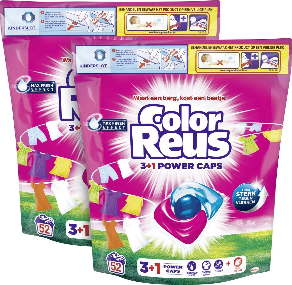 Color Reus Power Caps Wascapsules - Wasmiddel Capsules - Voordeelverpakking - 2x52 Wasbeurten 5 Color Reus Power Caps Wascapsules - Wasmiddel Capsules - Voordeelverpakking - 2x52 Wasbeurten - Afbeelding 3