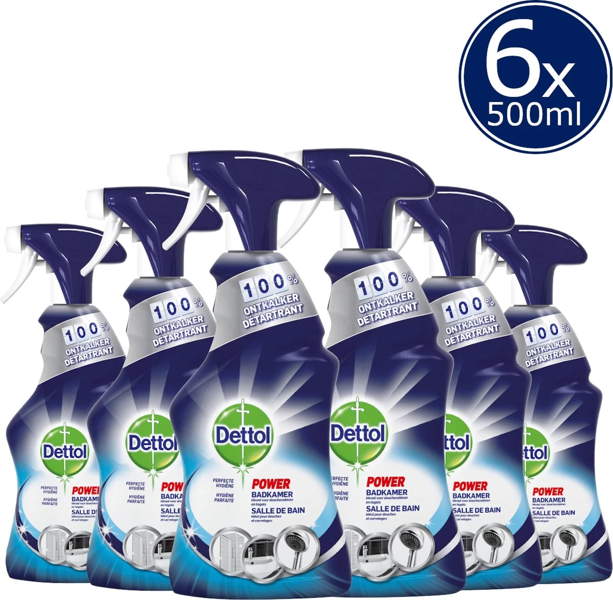 Dettol - Perfecte Hygiëne - Badkamerreiniger - Allesreiniger Spray - 6 X 500 Ml - Grootverpakking 3 Dettol - Perfecte Hygiëne - Badkamerreiniger - Allesreiniger Spray - 6 X 500 Ml - Grootverpakking