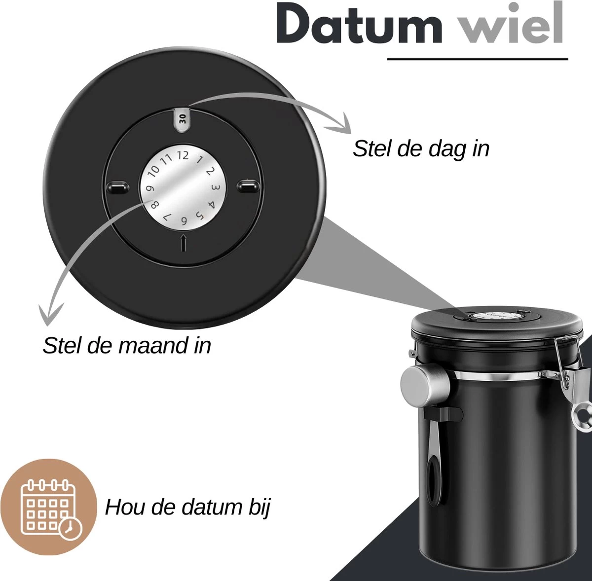 VAIVE Koffieblik - Koffiebus - Koffieblikbewaarblik - Bewaarbus Koffie - Voorraadpotten - Voorraadbussen - Voorraadbus -1.8L 4 VAIVE Koffieblik - Koffiebus - Koffieblikbewaarblik - Bewaarbus Koffie - Voorraadpotten - Voorraadbussen - Voorraadbus -1.8L - Afbeelding 2