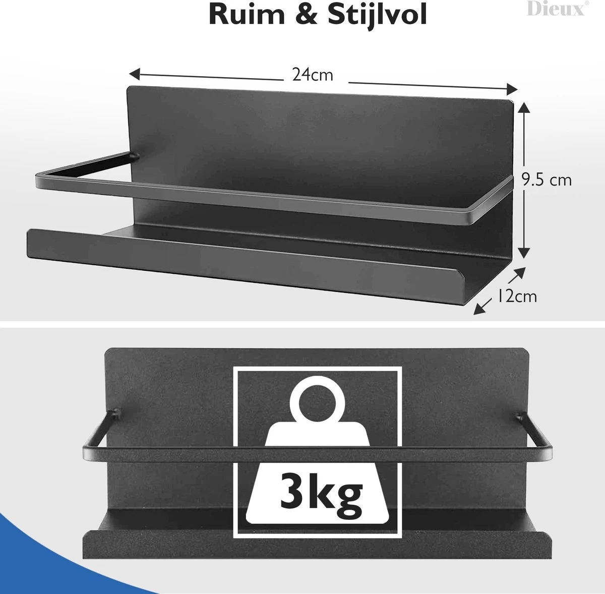 Dieux® - Magnetisch Kruidenrek - Ophangbaar Opbergrek - Keukenrek - Complete Set - Aanrecht Organiser - Badkamerrek - Wandrek - Staal - Zwart - Pasen 7 Dieux® - Magnetisch Kruidenrek - Ophangbaar Opbergrek - Keukenrek - Complete Set - Aanrecht Organiser - Badkamerrek - Wandrek - Staal - Zwart - Pasen - Afbeelding 5