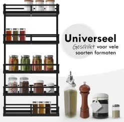 Soome Viljo - Kruidenrek Ophangbaar - Keukenrek - Wandrek - Keuken Organizer - 5 Laags - Verstelbaar - Staal - Zwart - H85xB42.5cm 18 Soome Viljo - Kruidenrek Ophangbaar - Keukenrek - Wandrek - Keuken Organizer - 5 Laags - Verstelbaar - Staal - Zwart - H85xB42.5cm -Schoonmaakmiddelen 1200x1182 3