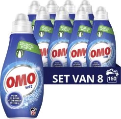 Omo Klein & Krachtig Wit Vloeibaar Wasmiddel - 8 X 20 Wasbeurten - Voordeelverpakking