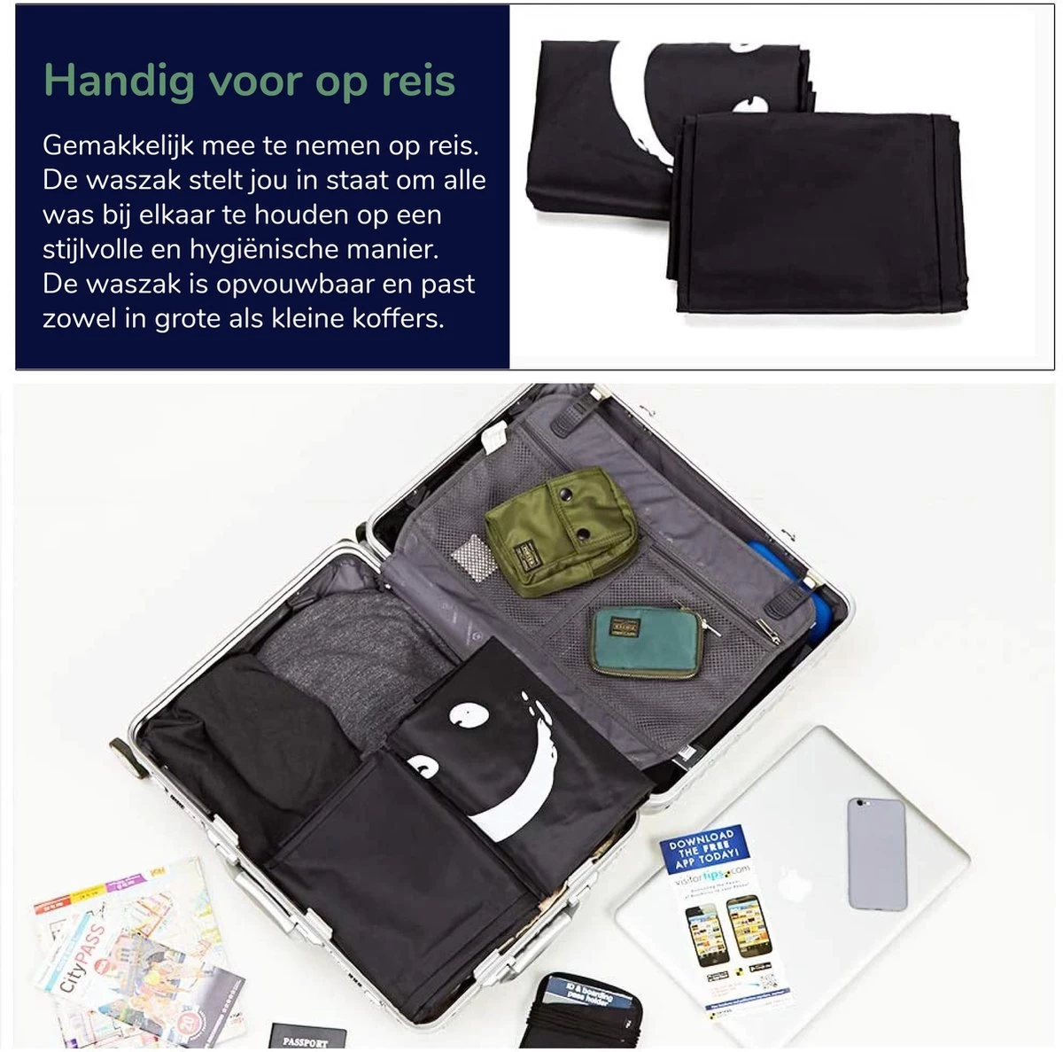 Wonair - Grote Waszak - Laundry Bag - Wash Me - 60x90cm - Zwart - Met Trekkoord 5 Wonair - Grote Waszak - Laundry Bag - Wash Me - 60x90cm - Zwart - Met Trekkoord - Afbeelding 3