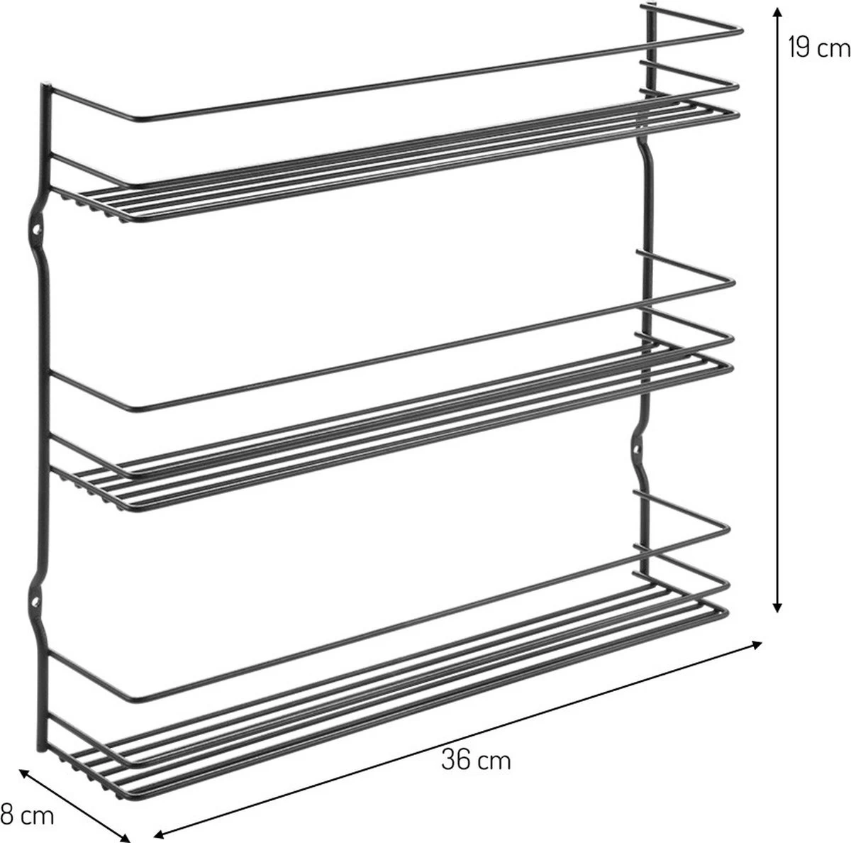 Tomado Metaltex - Pepito Kruidenrek - 3 Etages - Zwart - 36x8x31cm 5 Tomado Metaltex - Pepito Kruidenrek - 3 Etages - Zwart - 36x8x31cm - Afbeelding 3