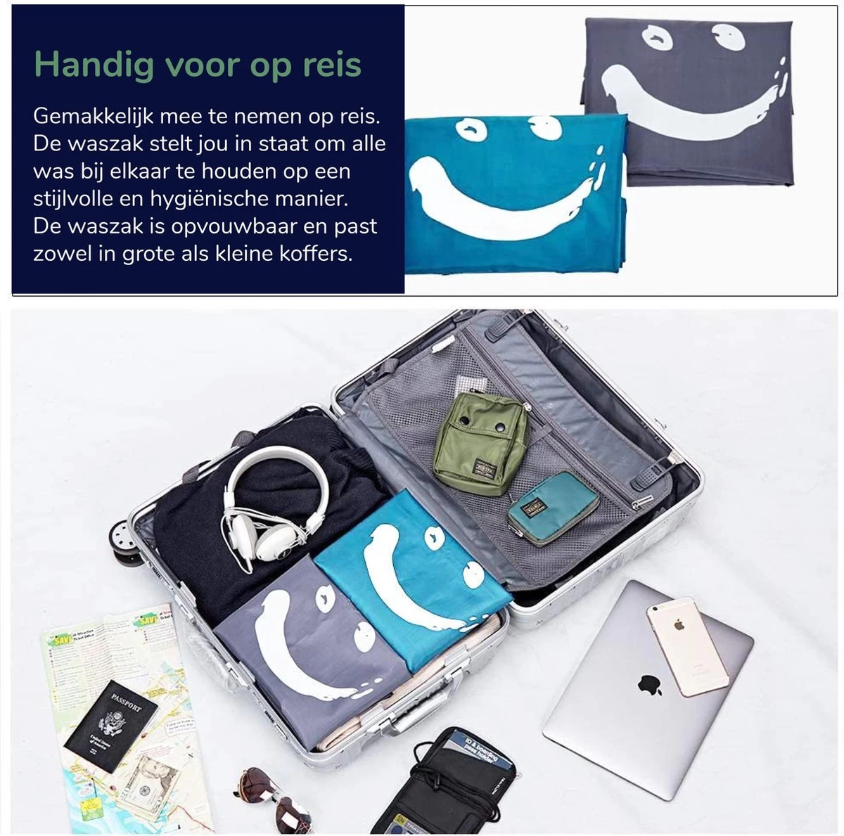 Wonair - Grote Waszak - Wash Me - Wastas - 60x90cm - Grijs - Met Trekkoord 6 Wonair - Grote Waszak - Wash Me - Wastas - 60x90cm - Grijs - Met Trekkoord - Afbeelding 4