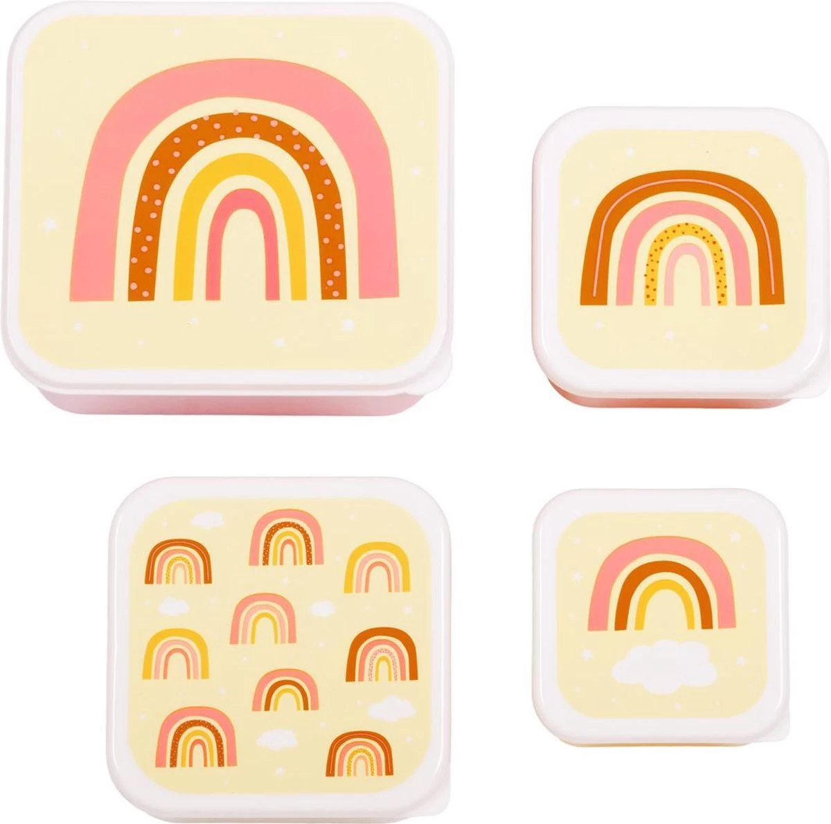 A Little Lovely Company - Brooddoos - Broodtrommel - Lunch & Snack Box Set Van 4 - Regenbogen 3 A Little Lovely Company - Brooddoos - Broodtrommel - Lunch & Snack Box Set Van 4 - Regenbogen