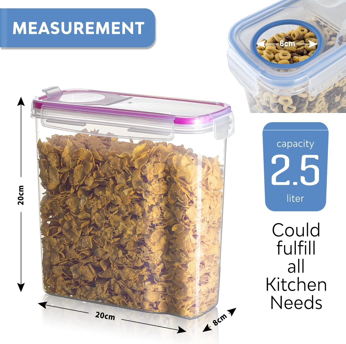 TNM Luxe Luchtdichte Voorraadbussen Set (4x2,5L) – Voorraadpotten - 4 Kleuren 7 TNM Luxe Luchtdichte Voorraadbussen Set (4x2,5L) – Voorraadpotten - 4 Kleuren - Afbeelding 5