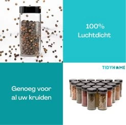 TidyHome Kruidenrek Draaibaar - Kruidenpotjes - Kruiden Carrousel - 20 Kruidenpotjes - Zwart - RVS - Draaibaar - Aanrecht Organizer - Inclusief Labels, Pen En Trechter - Keuken Organizer -Schoonmaakmiddelen 1200x1196 17