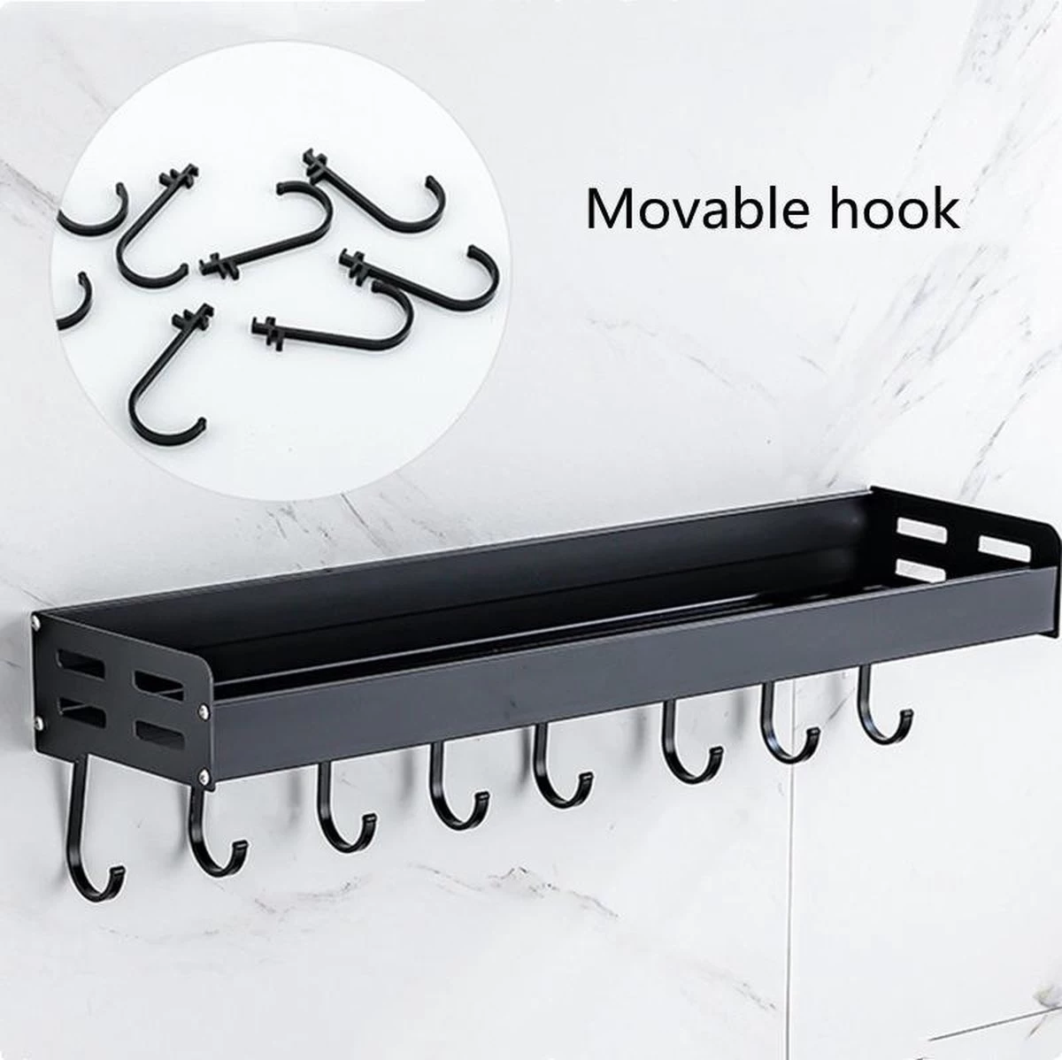 Merkloos TDR - Kruidenrek - Ophangbaar - Inclusief 6 Verplaatsbare Haken Voor Keukengereedschap - 50 Cm - Zwart 4 Merkloos TDR - Kruidenrek - Ophangbaar - Inclusief 6 Verplaatsbare Haken Voor Keukengereedschap - 50 Cm - Zwart - Afbeelding 2