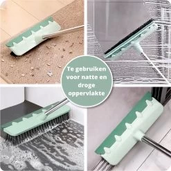 Powarkleen - Vloertrekker Met Steel & Bezem 2 In 1 - Vloerwisser Voor Badkamer Vloer - Groen -Schoonmaakmiddelen 1200x1199