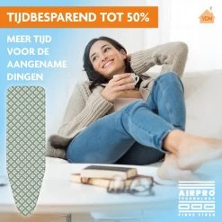 Laundryspecialist 6 Laagse AIRPRO Strijkplankhoes - 50% Sneller Strijken - Geen Water Meer Onder Je Strijkplank - Maat L/XL Voor Een Breedte Van 39 Tot 53 Cm En Een Lengte Van 120 Tot 141 Cm -Schoonmaakmiddelen 1200x1199 53