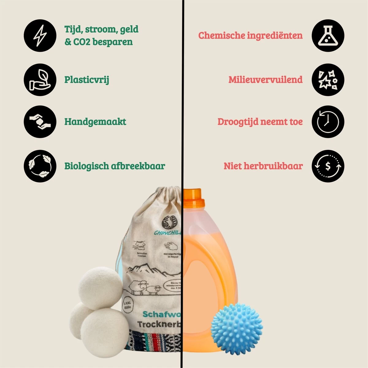 Merkloos Chinchilla® Drogerballen XXL - Set Van 6 Stuks - Herbruikbare Wasdrogerballen - Droogballen - Energiebesparing - Drogerballen Voor Wasdrogers - Wasbollen 5 Merkloos Chinchilla® Drogerballen XXL - Set Van 6 Stuks - Herbruikbare Wasdrogerballen - Droogballen - Energiebesparing - Drogerballen Voor Wasdrogers - Wasbollen - Afbeelding 3