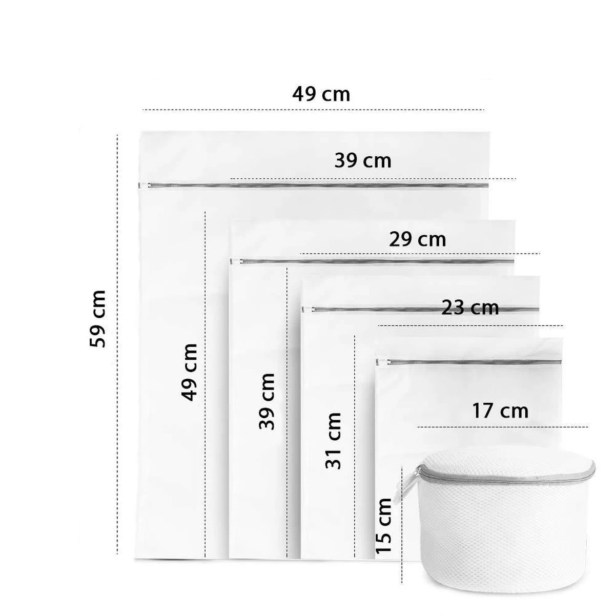 ForDig Wasnet Waszakjes (5 Stuks) Voor Lingerie En Fijne Was - Geschikt Voor Wasmachine - Met Rits - Wit 7 ForDig Wasnet Waszakjes (5 Stuks) Voor Lingerie En Fijne Was - Geschikt Voor Wasmachine - Met Rits - Wit - Afbeelding 5