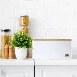 Oklahoma Broodtrommel Metaal 35,5x15,5x23 Cm Bamboe Deksel Snijplank -Schoonmaakmiddelen 1200x1200 1411