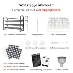 Deleca Kruidenrek Organizer Met 24 Kruidenpotjes - Vierkant - Strooideksel & Labels - Ophangbaar Of Staand - Industrieel / Zwart -Schoonmaakmiddelen 1200x1200 1422