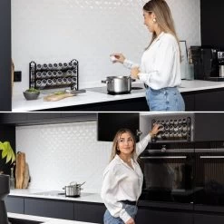 Deleca Kruidenrek Organizer Met 24 Kruidenpotjes - Vierkant - Strooideksel & Labels - Ophangbaar Of Staand - Industrieel / Zwart -Schoonmaakmiddelen 1200x1200 1423