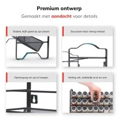 Deleca Kruidenrek Organizer Met 24 Kruidenpotjes - Vierkant - Strooideksel & Labels - Ophangbaar Of Staand - Industrieel / Zwart -Schoonmaakmiddelen 1200x1200 1431