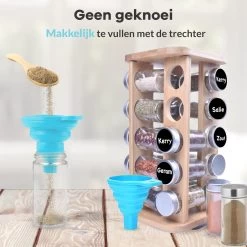 LuZana® Draaibaar Kruidenrek Staand Met Potjes - Bamboe- 20 Kruidenpotjes Met Strooideksel – Incl. Labels, Krijtstift En Trechter -Schoonmaakmiddelen 1200x1200 1471