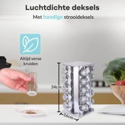 LuZana® Draaibaar Kruidenrek -RVS- Staand Met Potjes - 20 Kruidenpotjes Met Strooideksel – Incl. Labels, Krijtstift En Trechter 12 LuZana® Draaibaar Kruidenrek -RVS- Staand Met Potjes - 20 Kruidenpotjes Met Strooideksel – Incl. Labels, Krijtstift En Trechter -Schoonmaakmiddelen 1200x1200 1493